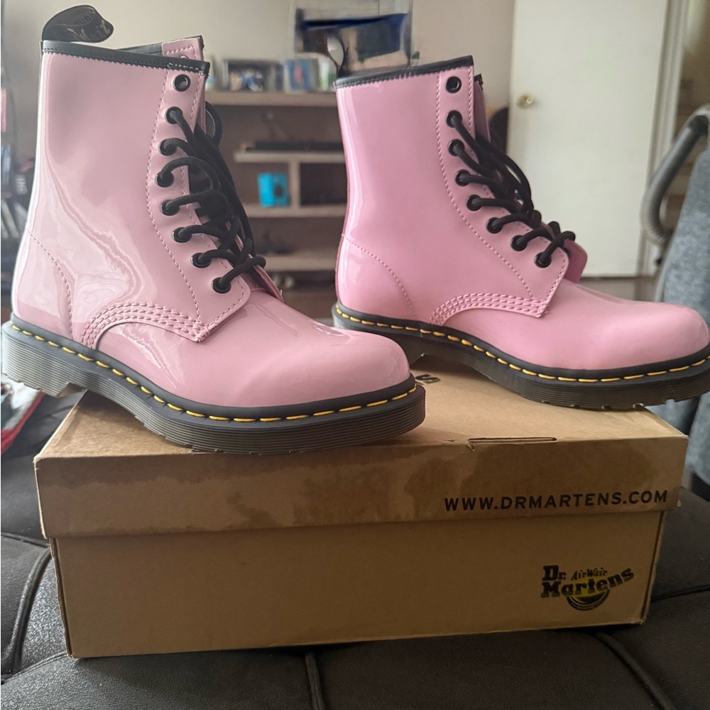 Dr. Martens Glossy Pink Combat Boots